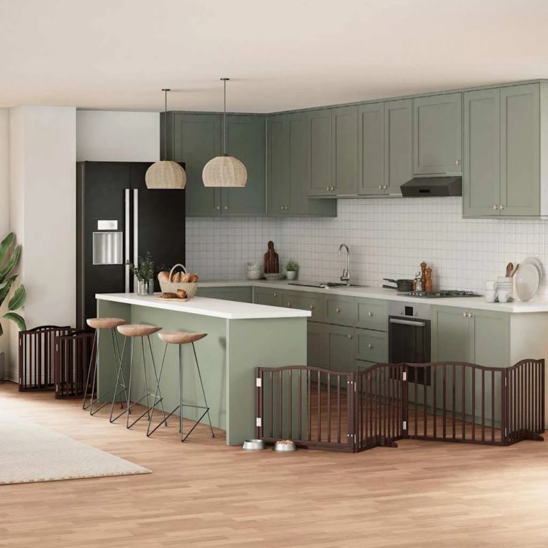 vidaXL suņu vārti ar durvīm, salokāmi, 12 paneļi, 960 cm, papeles koks